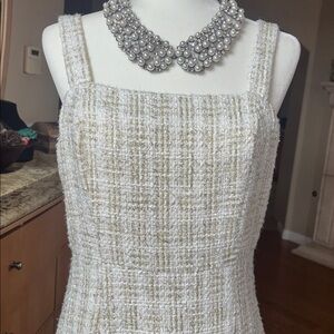 Elegant Cream and gold Tweed Dress